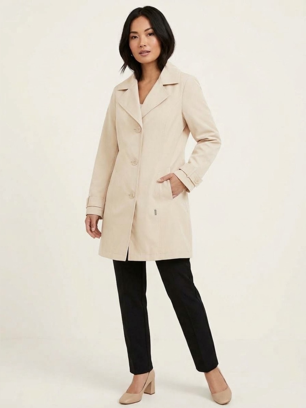 Women's Classic Single-Breasted Beige Trench Coat